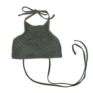 Crocheted halter top/swim suit size small in green